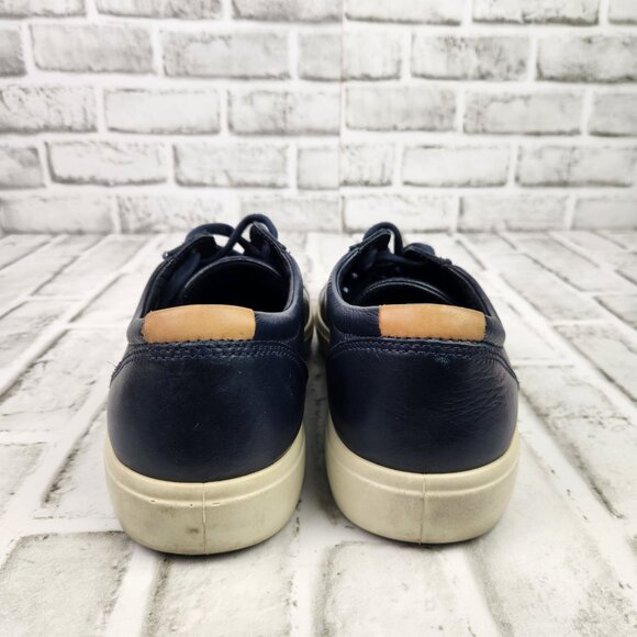Ecco Soft 7 Men's Size 11 EU 45 Navy Blue Leather Fashion Casual Classic Shoe - Picture 5 of 10